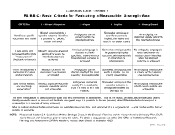Rubric for Strategic Goals - InsideCBU