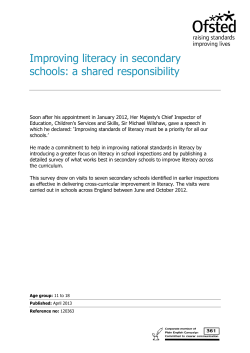 Improving literacy in secondary schools: a shared responsibility