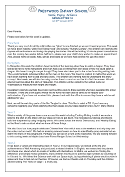 PRESTWOOD INFANT SCHOOL Preschool Reception Year 1 Year 2