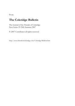 From Sight to Insight: Coleridge`s Quest for Symbol in Nature