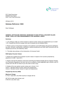 Letter: Increases to NHS Optical voucher values from
