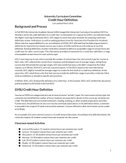 Credit Hour Definition Background and Process GVSU Credit Hour
