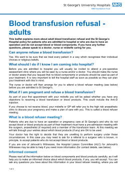 Blood transfusion refusal &ndash; adults