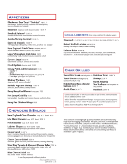 Dinner Menu, Copley Place