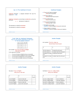 Conditional Examples Truth Table for Conditional