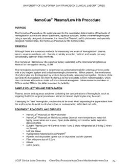 HemoCue&reg; Plasma/Low Hb Procedure
