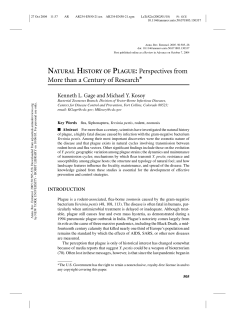 NATURAL HISTORY OF PLAGUE: Perspectives from More than a