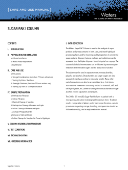 Sugar-Pak I Column Care and Use Manual