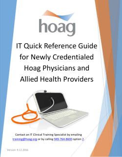 Hoag Physician Quick Reference Guide