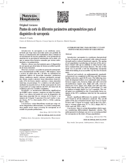 Puntos de corte de diferentes par&aacute;metros antropom&eacute;tricos para el