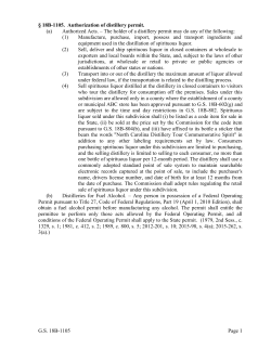 G.S. 18B-1105 Page 1 &sect; 18B-1105. Authorization of distillery permit