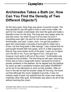 Archimedes Takes a Bath (or, How Can You Find the Density of Two