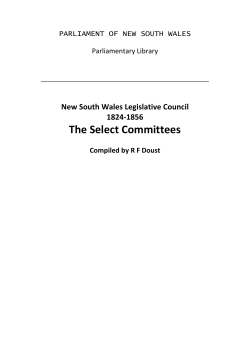 The Select Committees of the New South Wales Legislative Council