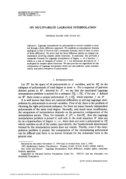 on multivariate lagrange interpolation