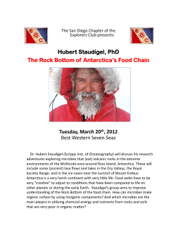 Hubert Staudigel, PhD The Rock Bottom of Antarctica`s Food Chain