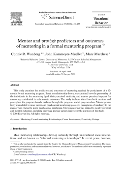 Mentor and prot&eacute;g&eacute; predictors and outcomes of