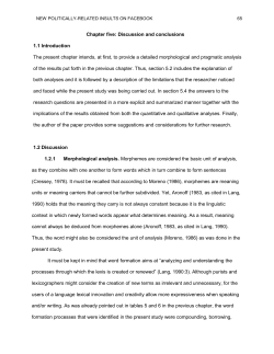 Chapter five: Discussion and conclusions 1.1 Introduction The