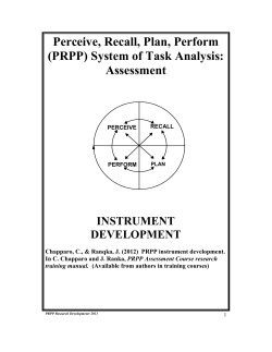 (PRPP) System of Task Analysis - Occupational Performance Model