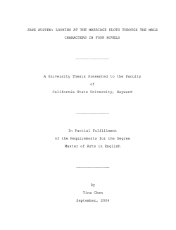 JANE AUSTEN: LOOKING AT THE MARRIAGE PLOTS THROUGH
