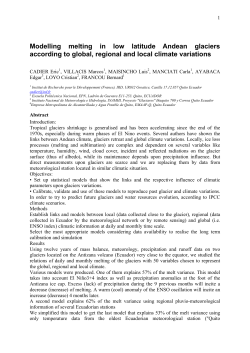 Modelling melting in low latitude Andean glaciers according