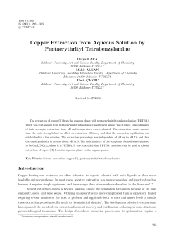 Copper Extraction from Aqueous Solution by