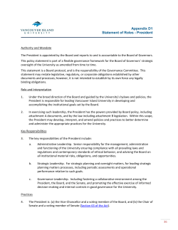 Appendix D1 Statement of Roles - President