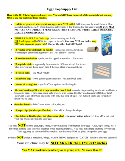 2015 Egg Drop Supply List