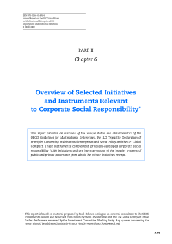 Overview of selected initiatives and instruments relevant