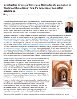Investigating tenure controversies: Basing faculty promotion on