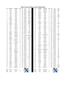 2016 St. Xavier Bombers Varsity Football Roster