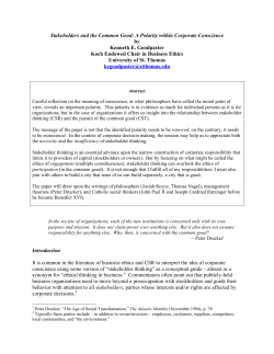 Stakeholders and the Common Good