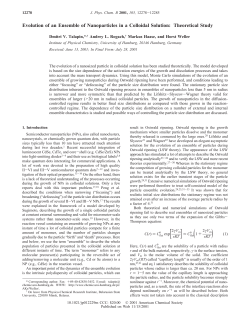 Evolution of an Ensemble of Nanoparticles in a Colloidal Solution