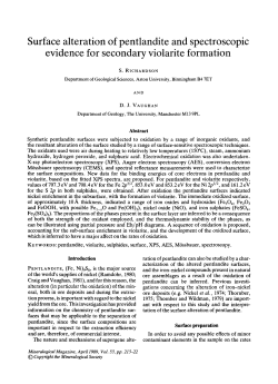 Surface alteration of pentlandite and spectroscopic evidence for