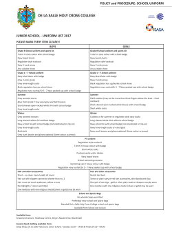 School Uniform list - De La Salle Holy Cross College