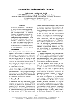 Automatic Diacritics Restoration for Hungarian