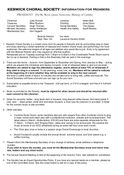 KESWICK CHORAL SOCIETY: Information for Members