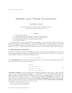 Series and Their Notations