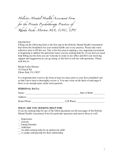 the Holistic Mental Health Assessment Form