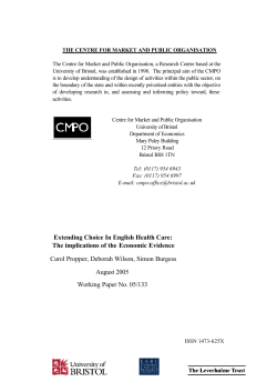 Extending Choice In English Health Care: The