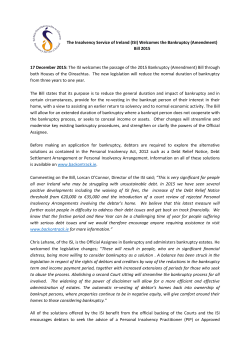 Press Release 17.12.2015 - Insolvency Service of Ireland
