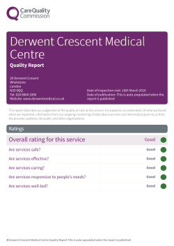 CQC Inspection Report - Derwent Crescent Medical Centre