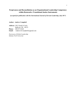 Forgiveness and Reconciliation as an Organizational Leadership