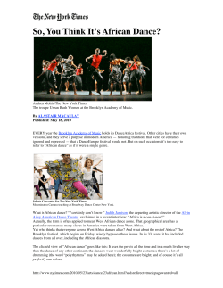 So, You Think It`s African Dance?