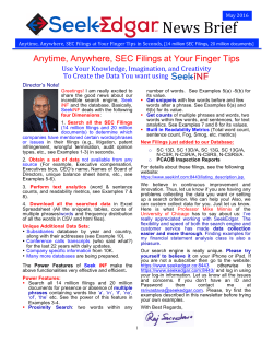 Newsletter from May 2016