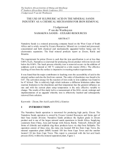 THE USE OF SULPHURIC ACID IN THE MINERAL SANDS