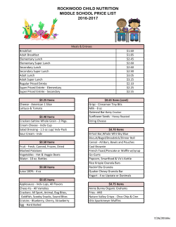 ROCKWOOD CHILD NUTRITION MIDDLE SCHOOL PRICE LIST