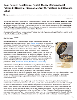 Book Review: Neoclassical Realist Theory of International Politics