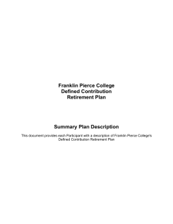 Franklin Pierce College Defined Contribution Retirement Plan