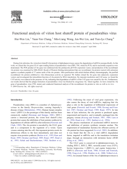 Functional analysis of virion host shutoff protein of pseudorabies virus