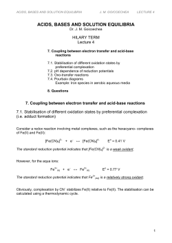 acids, bases and solution equilibria